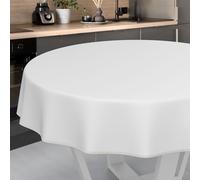 ANRO Nappe en Toile cirée Lavable, pour Table de Jardin, extérieur et intérieur, Ronde, 100 cm, avec Ourlet, Blanche