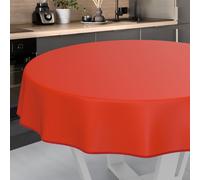 ANRO Nappe en Toile cirée, Lavable, pour Table de Jardin, extérieur et intérieur, Ronde, 100 cm, avec Ourlet, Rouge