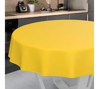 ANRO Nappe en Toile cirée Lavable, pour Table de Jardin, extérieur et intérieur, Ronde, 120 cm, avec Ourlet, Jaune