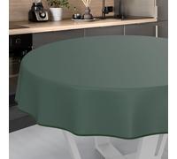 Nappe en Toile cirée Lavable, pour Table de Jardin, extérieur et intérieur, Ronde, 120 cm, avec Ourlet, Vert Sapin