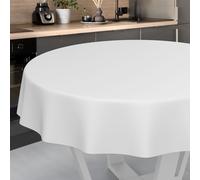 ANRO Nappe en Toile cirée, Lavable, pour Table de Jardin, extérieur et intérieur, Ronde, 120 cm, Bord coupé, Blanche