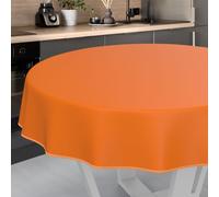ANRO Nappe en Toile cirée Lavable, pour Table de Jardin, extérieur et intérieur, Ronde, 140 cm, avec Ourlet, Oranges