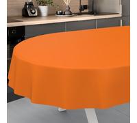 ANRO Nappe en Toile cirée, Lavable, pour Table de Jardin, extérieur, intérieur, Ovale, Bord coupé, Oranges, 160 x 140 cm