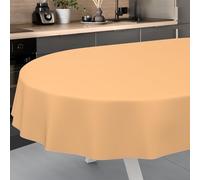 ANRO Nappe en Toile cirée Lavable, pour Table de Jardin, pour l'extérieur et l'intérieur, Ovale, 160 x 140 cm, avec Ourlet, Abricot