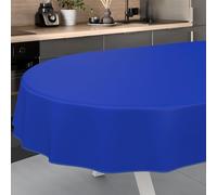 ANRO Nappe en Toile cirée, Lavable, pour Table de Jardin, pour l'extérieur et l'intérieur, Ovale, avec Ourlet, Bleue, 200 x 140 cm