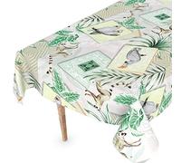 Nappe en toile cirée - Lavable, rectangulaire, ronde, ovale, bord coupé, motif exotique - 160 x 100 cm