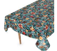 Nappe en toile cirée lavable, rectangulaire, ronde, ovale, bord coupé, motif sapin de Noël, 160 x 140 cm