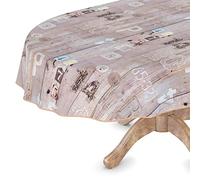 Nappe en toile cirée lavable, rectangulaire, ronde, ovale de qualité supérieure, pour table de jardin, élégance, ovale, 140 x 260 cm, avec ourlet Dixie