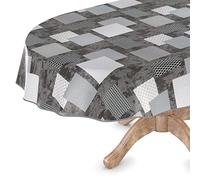 Nappe en toile cirée lavable, rectangulaire, ronde, ovale - gaufrage de qualité supérieure - Pour table de jardin, élégance, ovale, 140 x 180 cm, avec ourlet Emily