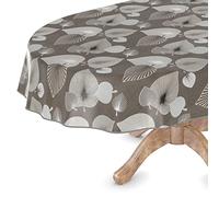 Nappe en toile cirée lavable - Rectangulaire - Ronde - Ovale - Pour table de jardin - Avec ourlet - Motif Aster - Élégance - 140 x 240 cm