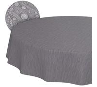 Nappe en Toile cirée, Lavable, Ronde, Bord coupé, Aspect Lin, Aspect Textile, Gris, Nappe de Jardin