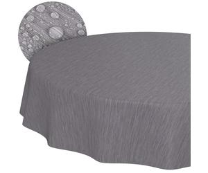 Nappe en Toile cirée, Lavable, Ronde, Bord coupé, Aspect Lin, Aspect Textile, Gris, Nappe de Jardin