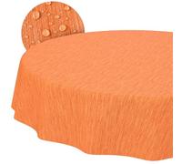 Nappe en Toile cirée Lavable, Ronde, Bord coupé, Aspect Lin, Aspect Textile, Rouge, 140 cm