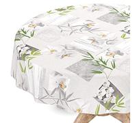ANRO Nappe en Toile cirée Lavable, Ronde, Bord coupé, Motif orchidée, Spa, Facile d'entretien, 140 cm