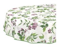 Nappe en Toile cirée - Lavanda - Lavable - Facile d'entretien - Imperméable - Effet Lotus - pour Table de Jardin - Ovale - 160 x 140 cm - avec Ourlet (bordé)