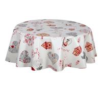 Nappe en Toile cirée Ronde Motifs cœur Alsace - Diam. 135 cm