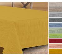 Nappe en toile cirée ronde, ovale ou rectangulaire - Georginias - Nappe lavable - Couleur et taille au choix (rond 140 cm jaune)