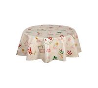 - Nappe en toile cirée ronde SANTA CLAUS - Diam. 135 cm - Ecru - SANTA CLAUS