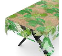 Nappe en toile cirée transparente - Film de protection de table - Motif imprimé - 0,15 mm d’épaisseur - Exotisme - 220 x 140 cm - Bord coupé - Rond - Ovale - Rectangulaire