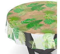 Nappe en toile cirée transparente - Film de protection de table - Motif imprimé - 0,15 mm d’épaisseur - Exotisme - Rond - 120 cm - Bord coupé - Rond - Ovale - Rectangulaire