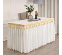 Nappe en Velours doré, rectangulaire, Blanche, 245 x 75 x 75 cm, pour conférence et Exposition