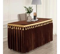 Nappe en Velours doré, rectangulaire, Marron, 245 x 75 x 75 cm, pour conférence, Exposition, Table à Franges suspendues