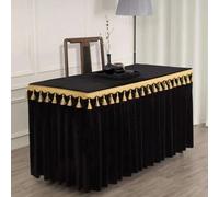 Nappe en Velours doré, rectangulaire, Noire, 245 x 75 x 75 cm, pour conférence et Exposition