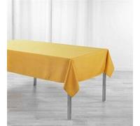 Douceur d'Intérieur, Nappe Rectangle (140 x 250 cm) Newton Moutarde, Chambray Uni Enduit