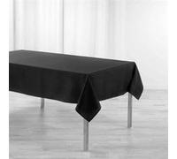 Douceur d'Intérieur, Nappe Rectangle (140 x 250 cm) Newton Noir, Chambray Uni Enduit