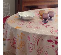Nappe enduite Camélia orange - Ronde diam 160cm Fleur de Soleil