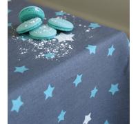 Nappe enduite Etoiles gris/turquoise - Carrée 160x160cm Fleur de Soleil