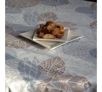 Nappe enduite Feuilles gris beige - Rectangle 160x240cm Fleur de Soleil