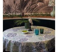 Nappe enduite Feuilles Vertes - Ronde diam 160cm Fleur de Soleil