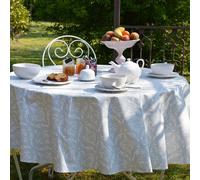 Nappe enduite Pompadour grise - Ovale 160x200cm Fleur de Soleil