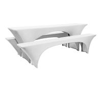 Nappe et housses pour table et bancs de jardin - Beautissu Victoria - Blanc - Housses stretch