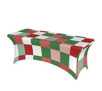 Nappe extensible rectangulaire à carreaux verts de 1,8 m - Nappe colorée lavable infroissable pour terrasse, mariage, banquet, fête, événement