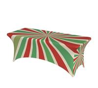 Nappe extensible rectangulaire à rayures rouges et vertes de 1,8 m - Nappe de Noël lavable, infroissable et pliable pour terrasse, mariage, banquet, fête, événement