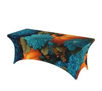 Nappe extensible rectangulaire avec citrouilles et chrysanthèmes, lavable, infroissable, pliable, pour terrasse, mariage, banquet, fête, événement - 1,8 m