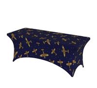 Nappe Extensible rectangulaire Bleu Marine en Spandex, 1,83 m x 76 cm, à Motif d'avions de Guerre Spitfire en vol. Idéale pour Les Repas de fête et Les réceptions. Dimensions : 183 x 76 cm.