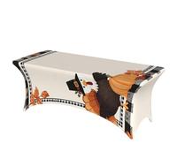 Nappe extensible rectangulaire en forme de citrouille blanche de 1,8 m - Lavable, infroissable - Pour terrasse, mariage, banquet, fête, événement