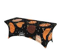 Nappe extensible rectangulaire en forme de citrouille, motif feuilles de citrouille, lavable, infroissable, pliable, pour terrasse, mariage, banquet, fête, événement