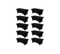 VEVOR Nappe extensible rectangulaire 183 x 76 x 76 cm, couverture de table infroissable en polyester et élasthanne, lot de 10, lavable en machine, pour fête, mariage, cocktail, banquet, festival, noir