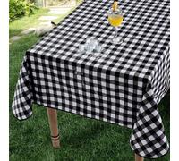 Nappe Exterieur Impermeable Jardin Rectangulaire Toile Cirée 140x180 Cm Carreaux Noir Et Blanc Anti Tache Plastique Nappe 350gsm Lavable,Pour Exterieur,Pique Nique,Anniversaire,Mariage