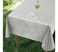 Nappe Exterieur Impermeable Jardin Rectangulaire Toile Cirée 140x240 Cm Pois Gris Anti Tache Plastique Lavable, Pour Table De Fête, Mariage, Terrasse, Pique-Nique