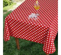 Nappe Exterieur Impermeable Plastique Rectangulaire Toile Cirée 140 X 240 Cm Pois Rouge Anti Tache Lavable 350gsm, Pour Jardin, Table De Terrasse, Mariage, Fête, Pique-Nique