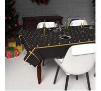 Soleil d'ocre, Nappe Festive imprimée Anti-tâches Rectangle 140x240 cm Flocons