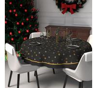 Nappe Festive Imprimée Anti-Tâches Ronde Diamètre 180 Cm Flocons, Par Soleil D'ocre
