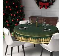 Nappe Festive Imprimée Anti-Tâches Ronde Diamètre 180 Cm Foret, Par Soleil D'ocre