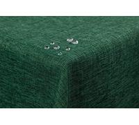 Nappe First-Tex aspect lin effet lotus lavable avec bord droit 160 cm rond en vert foncé