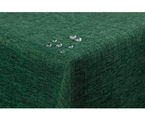 Nappe First-Tex aspect lin effet lotus lavable avec bord droit 160 cm rond en vert foncé